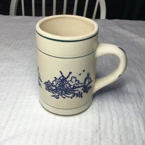Dutch Windmill Crackled Beer Mug 5.5" H x 2 3/4" W x 4.5" D